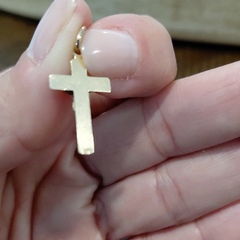 Gold Cross Pendant Charm for Women - Classic Religious Necklace Accent - Picture 2 of 5
